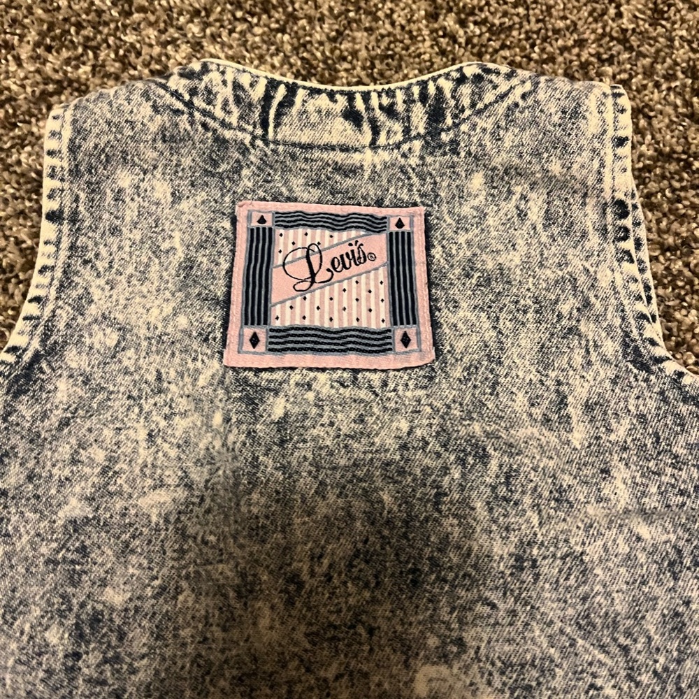 Vintage Little Levis Outfit Denim Jumper Dress Pink Shirt Acid Wash Girl 3T Jean - Picture 7 of 15